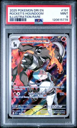 2025 Pokemon Destined Rivals #191 Rocket'S Houndoom Illustration Rare PSA 9 - Image 1