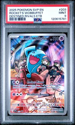 2025 Pokemon Black Star Promo #203 Rocket'S Wobbuffet Destined Rivals Etb PSA 9 - Image 1