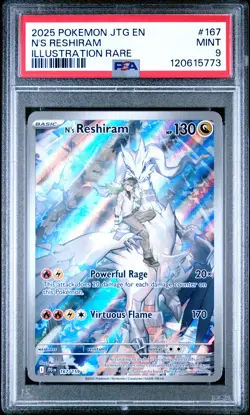 2025 Pokemon Jtg En-Journey Together #167 N'S Reshiram Illustration Rare PSA 9 - Image 1