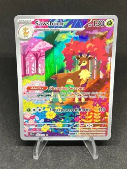 Sawsbuck 166/162 Pokemon TCG Temporal Forces Illustration Rare Holo - Image 3