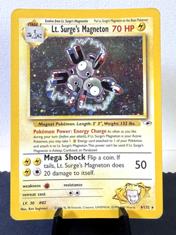 Pokemon TCG: Gym Heroes Unlimited Lt. Surge's Magneton 8/132 Holo Rare MP Swirl - Image 1