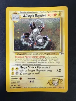 Pokemon TCG: Gym Heroes Unlimited Lt. Surge's Magneton 8/132 Holo Rare MP Swirl - Image 5