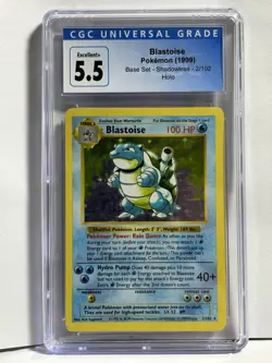 CGC 5.5 Blastoise Shadowless Holo Rare Base Set 1999 Pokemon Card #2 BLUE LABEL - Image 3