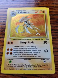 Kabutops - PL% Holo Rare Vintage WotC 1999 English 9/62 Fossil Set Pokemon Card - Image 1