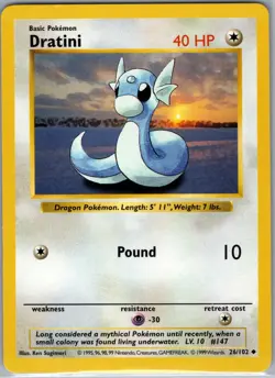 Dratini 26/102 Base Set (Shadowless) - Pokemon Card - LP - Image 1