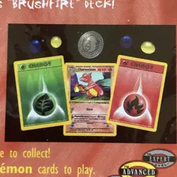 1999 Pokemon Brushfire Theme Deck Factory Sealed, First Edition Cards on Back 742818060189 - Image 3
