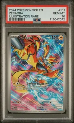 Pokemon Stellar Crown Zeraora Illustration Rare Card 151/142 PSA 10 - Image 1