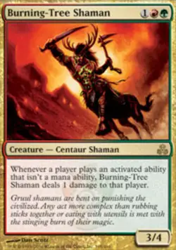 Heavy Play, English MTG Regular Burning-Tree Shaman Guildpact Magic the Gatherin - Image 1