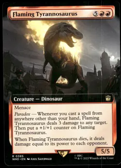 1x Flaming Tyrannosaurus (Extended Art) - Doctor Who - NM - MTG - Image 1