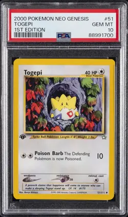 2000 POKEMON NEO GENESIS 1ST ED #51 TOGEPI PSA 10 - Image 1