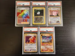 Lot Of 5 Mixed Japanese & English Vintage Rare Pokemon Cards PSA Graded 7s & 8s - Image 1