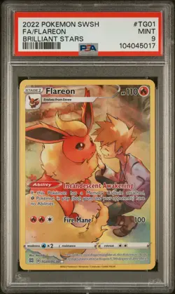 2022 POKEMON SWORD & SHIELD BRILLIANT STARS #TG01 FULL ART/FLAREON PSA 9 - Image 1