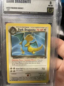 Pokemon Dark Dragonite TCG Non-Holo Card #22 Golden Grading 8 NM-MT - Image 1