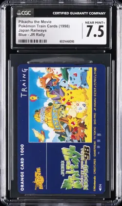 1998 POKEMON TRAIN CARDS JPN RAILWAYS BLUE JR RALLY PIKACHU THE MOVIE CGC 7.5 - Image 1
