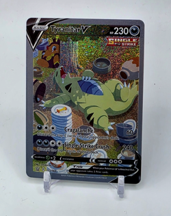 Custom SPARKLING HOLO Tyranitar V Card Card READ DESCRIPTION BELOW - Image 1
