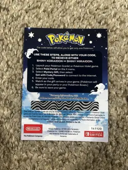 Shiny Koraidon & Miraidon Pokemon Scarlet Violet Code Card - unscratched - Image 1