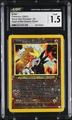 CGC 1.5 Entei 34 Reverse Holo WOTC Black Star Promo Pokemon Card - Image 1