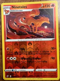 Ninetales REVERSE HOLO RARE card 025/192 Sword & Shield Rebel Clash 2020 Pokemon - Image 1