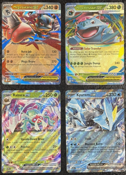 POKEMON MEGA CARDS LUCARIO EX-VENUSAUR EX-RABSCA EX-KYUREM EX (SET OF 4) - Image 1