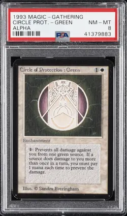 1993 MAGIC: THE GATHERING ALPHA CIRCLE OF PROTECTION: GREEN PSA 8 - Image 1