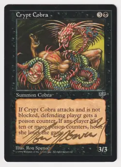 Gold Signed Crypt Cobra MP Mirage Artist Ron Spencer 1996 WOTC MTG Magic Vintage - Image 1