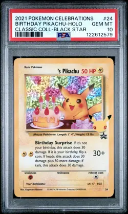 2021 POKEMON CELEBRATIONS CLASSIC COLLECTION #24 BIRTHDAY PIKACHU-HOLO PSA 10 - Image 1