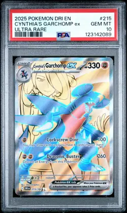 2025 POKEMON DRI EN-DESTINED RIVALS ULTRA RARE #215 CYNTHIA'S GARCHOMP EX PSA 10 - Image 1