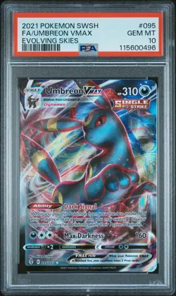 2021 POKEMON SWORD & SHIELD EVOLVING SKIES #095 FULL ART/UMBREON VMAX PSA 10 - Image 1