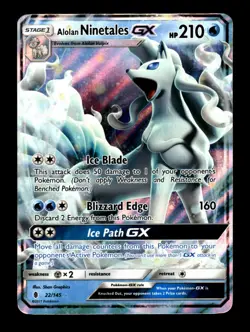 Alolan Ninetales GX - 22/145 - Guardians Rising - Holo - LP/MP - Pokemon TCG - Image 1