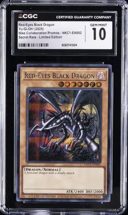 2025 YU-GI-OH! NIKE COLLABORATION LIMITED EDITION RED-EYES BLACK DRAGON CGC 10 - Image 1