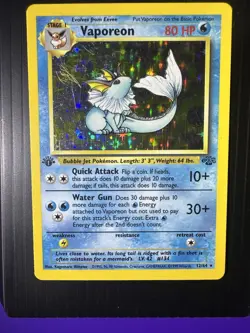Pokemon TCG Vaporeon Jungle Holo Card 12/64 1st Edition Rare - Image 1
