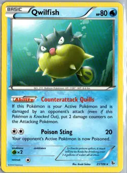 Qwilfish - XY - Flashfire 21/106 Pokemon Card LP - Image 1