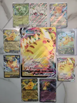 Pikachu + Friends Card Lot 9 cards + 1 Jumbo Pikachu Vmax Promo 088 - Image 1