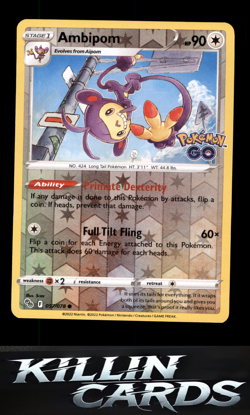 Reverse Holofoil Ambipom 057/078 Pokemon Common Pokemon GO Card NM - Image 1