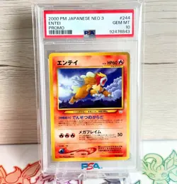 PSA 10 Entei Promo 244 - Neo Premium File Japanese Pokemon Card (2000, Old Back) - Image 1