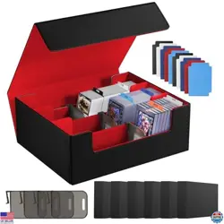 Card Storage Box For Trading Cards 1800+,Card Deck Box With 10 Dividers,6 Foam - Image 1