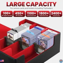 Card Storage Box For Trading Cards 1800+,Card Deck Box With 10 Dividers,6 Foam - Image 2