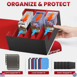 Card Storage Box For Trading Cards 1800+,Card Deck Box With 10 Dividers,6 Foam - Image 3