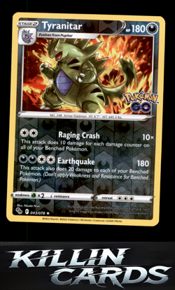 Reverse Holofoil Tyranitar 043/078 Pokemon Holo Rare Pokemon GO Card NM - Image 1