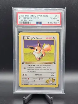2000 POKEMON GYM CHALLENGE LT. SURGE'S EEVEE 1ST EDITION #51/132 PSA 10 - Image 1