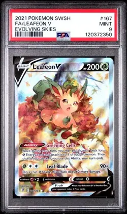 2021 POKEMON SWORD & SHIELD EVOLVING SKIES #167/203 LEAFEON V PSA 9 - Image 1