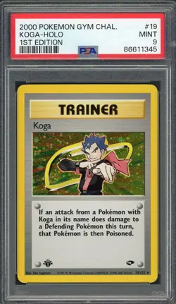 PSA 9 Koga (1st Ed.) Gym Challenge 19/132 Holo Pokemon Card B17 - Image 1