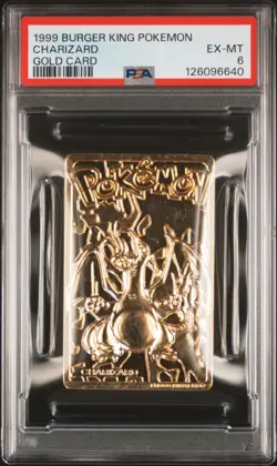 1999 BURGER KING POKEMON GOLD CARDS CHARIZARD PSA 6 - Image 1