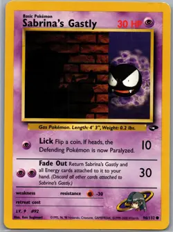 Sabrina's Gastly 96/132 Non Holo Gym Challenge - Pokemon Card - LP - Image 1