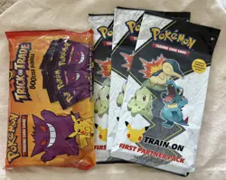 🔥Pokemon TCG 1st Partner Packs JOHTO 25th jumbo Cards + Haunted Halloween🔥Lot 820650809675 - Image 1