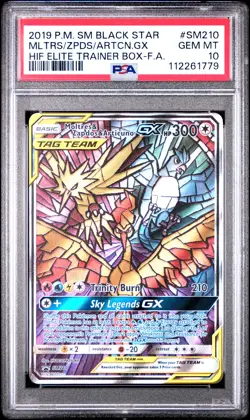2019 POKEMON SM BLACK STAR PROMO FULL ART/MOLTRES & ZAPDOS & ARTICUNO GX PSA 10 - Image 1