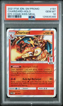 2021 POKEMON INDONESIAN SM PROMO KFC CHAKI KIDS MEAL #181 CHARIZARD-HOLO PSA 10 - Image 1
