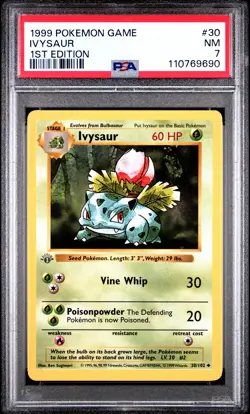 1999 POKEMON BASE SET 1ST EDITION #30 IVYSAUR PSA 7 - Image 1