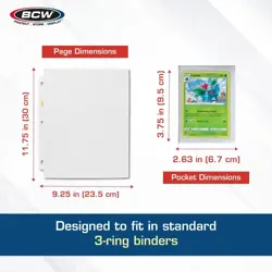 5 BCW Side Loading 18 Pocket Album Pages White Binder Page Trading Cards MTG - Image 3