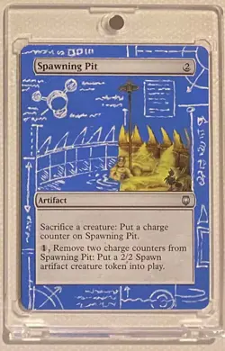 SPAWNING PIT (DST) MTG Magic Hand Painted Altered Extended Full BLUEPRINT Art - Image 1